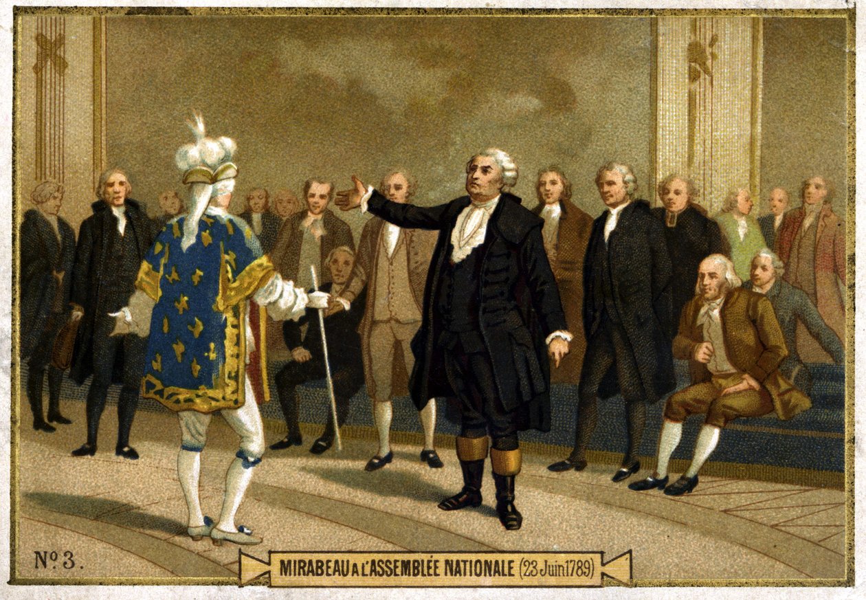 Chromolithography representing Honore Gabriel (Honore-Gabriel) Riqueti, Count of Mirabeau (1749-1791) in the National Assembly on June 23 av French School