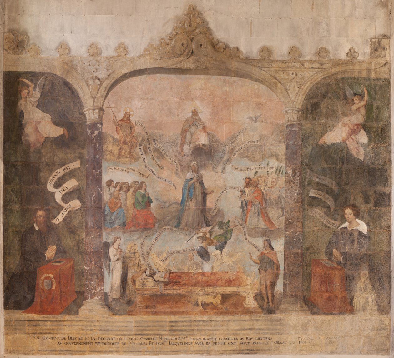 Kirke (Døperen Johannes kirke). Interiør. Kapell Saint-Fursy. Veggmalerier. Forherligelsen av Maria (freskomaleri kjent som den gode død). Begynner på 1600-tallet. av French School