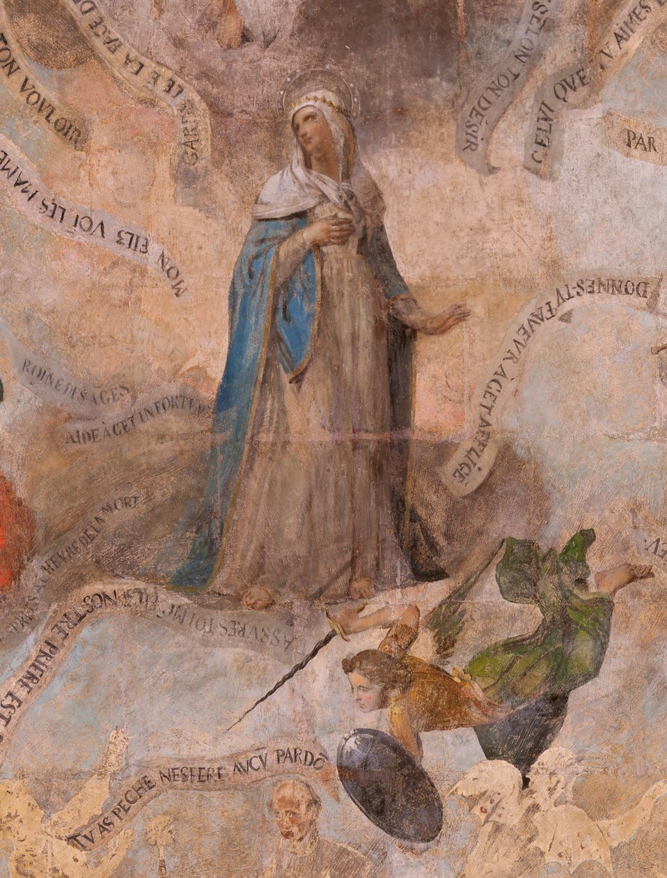Kirke (Døperen Johannes kirke). Interiør. Kapell Saint-Fursy. Veggmalerier. Forherligelsen av Maria (freskomaleri kjent som den gode død). Begynn 1600-tallet. av French School
