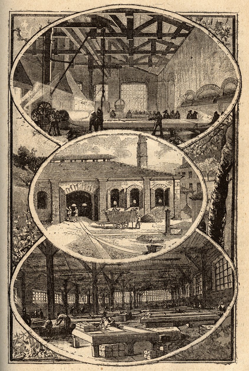 Cirey-sur-Vezouze (Meurthe-et-Moselle) - PRODUKSJON AV ISKREM - gravering i "" PATRIE"" - PECTUREQUIREE BESKRIVELSE AV FRANKRIKE I 6 BIND AV LUCIEN HUARD - slutten av 1800-tallet av French School