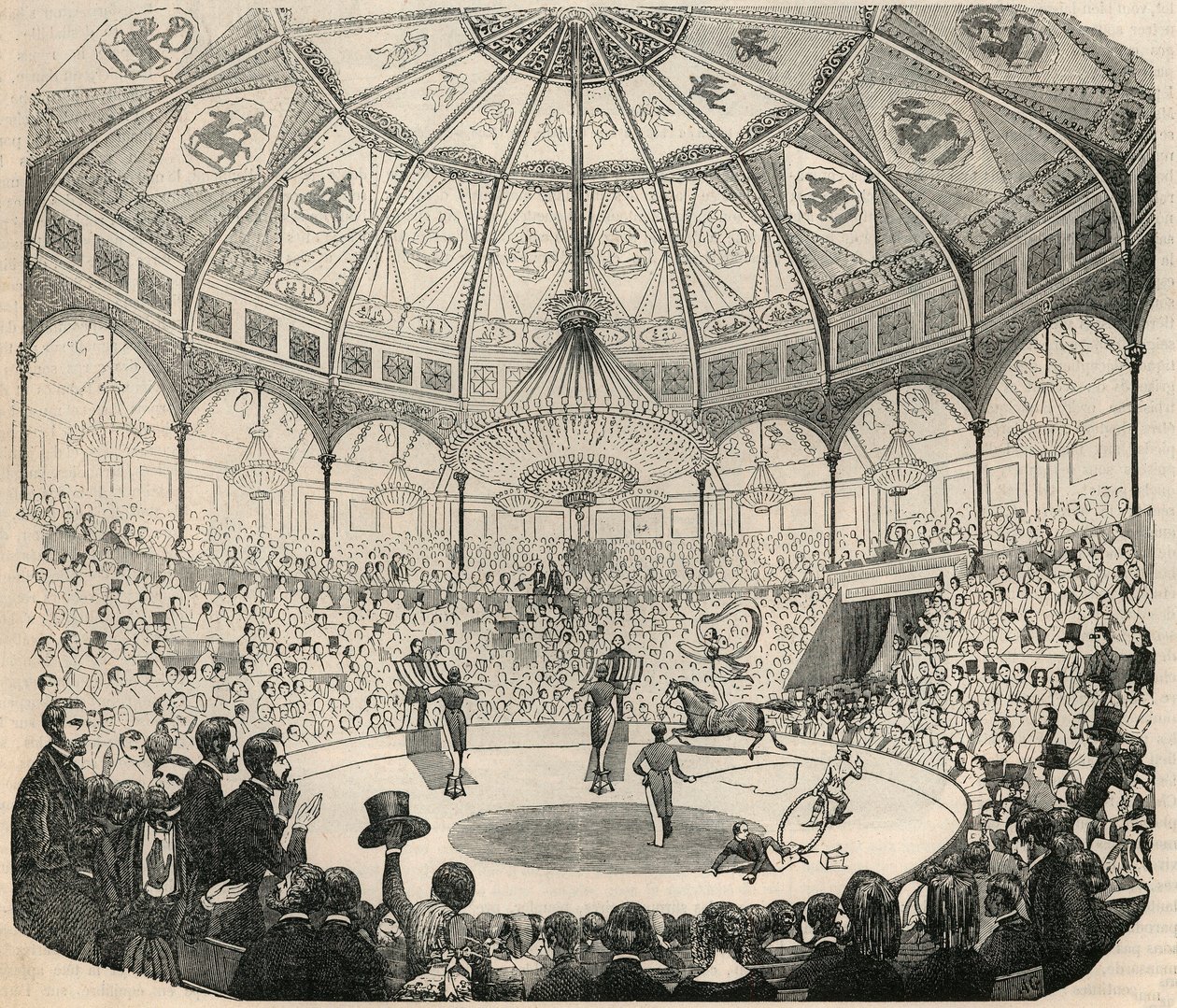 Cirque national des Champs Elysees på 1800-tallet - Gravering i "Tableau-de-Paris" av Edmond Texier 1852 av French School