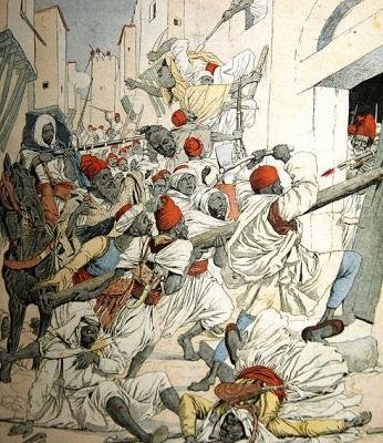Borgerkrig i Marokko, omslagsillustrasjon fra Le Petit Journal, 18. januar 1903 av French School