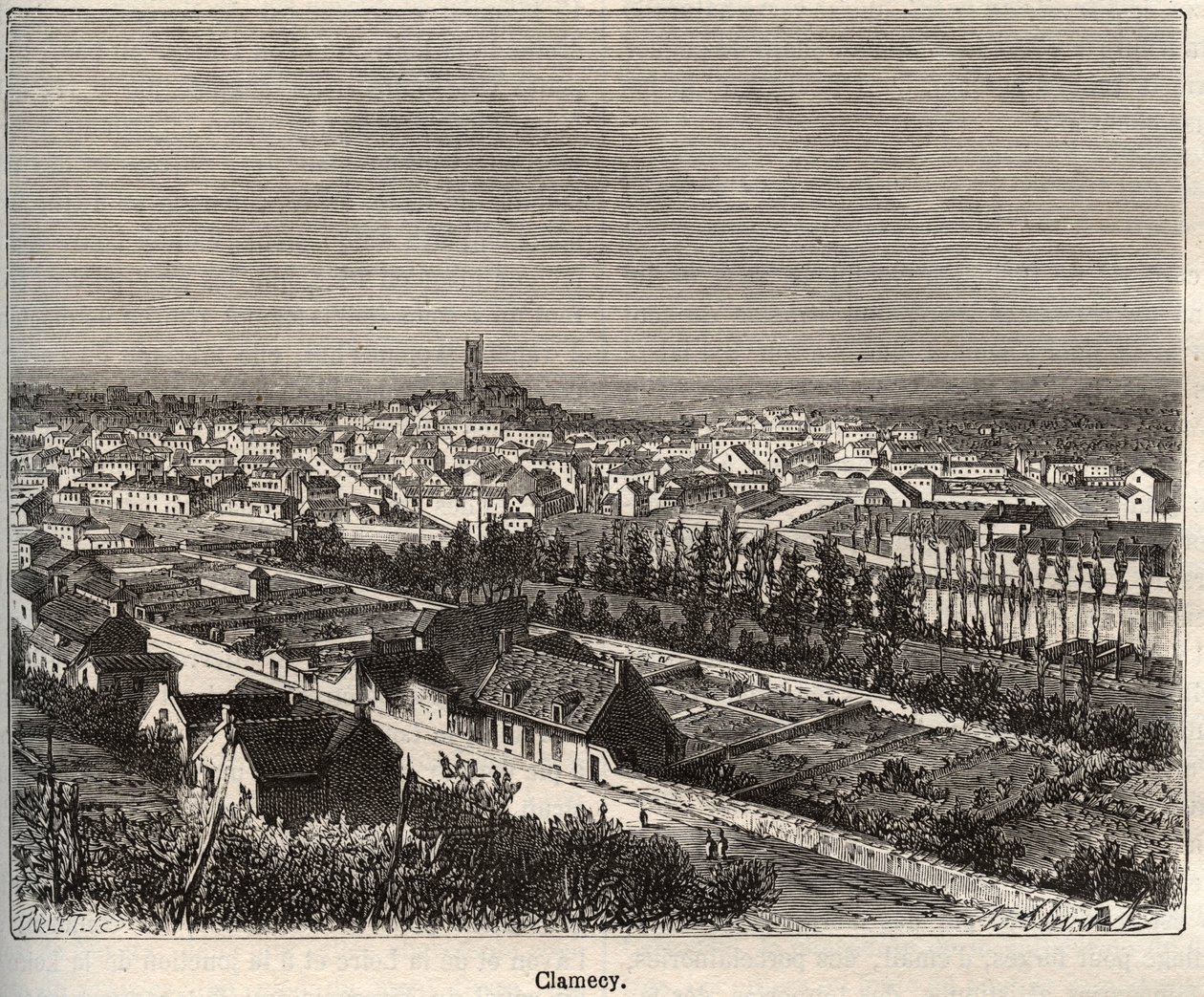 Clamecy - Nievre - Burgundy - engraving in “La France illustree: geography, history, statistical administration” by V.A. Malt-Brown. 1884 av French School
