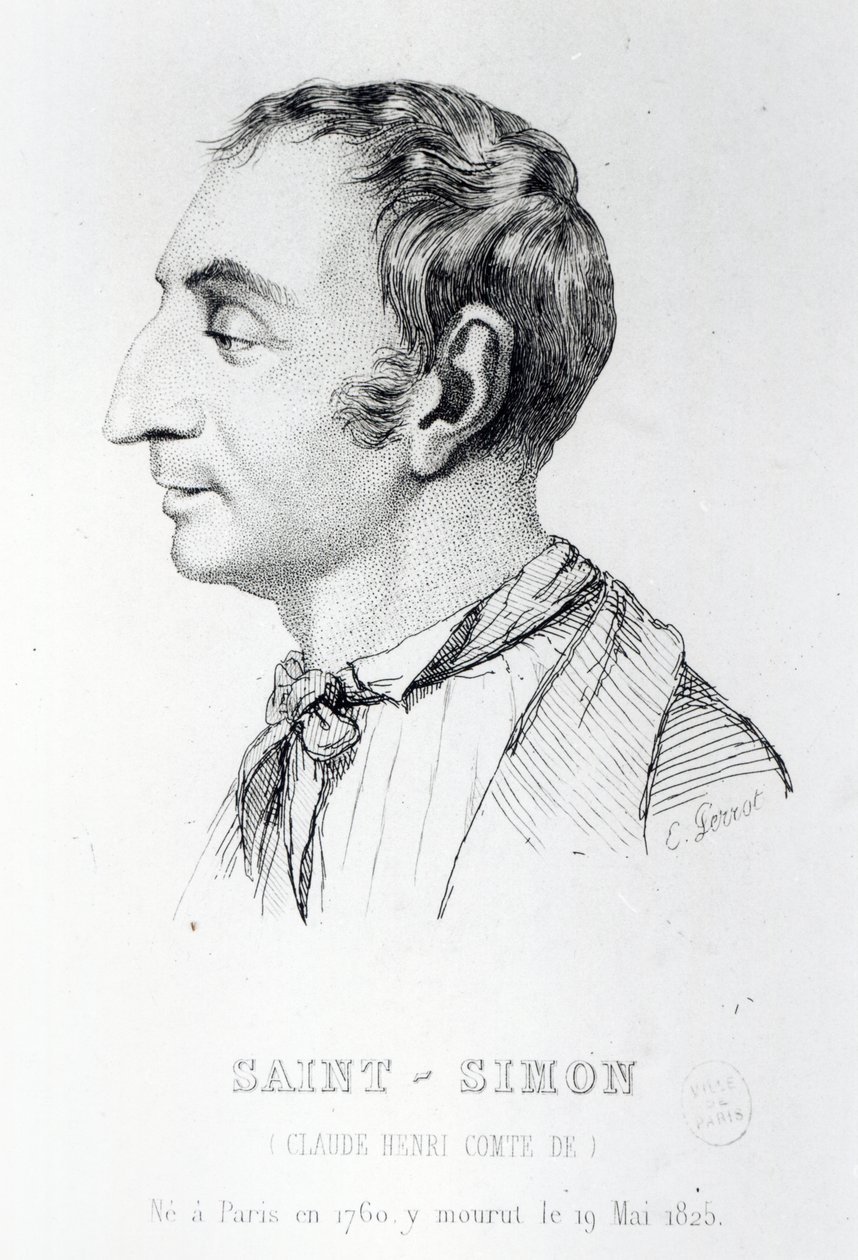 Claude Henri de Rouvroy, greve av Saint-Simon, gravert av Perrot (1800-tallet) av French School