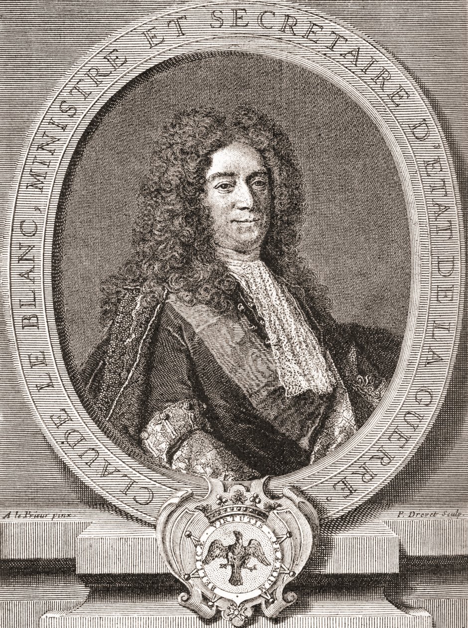 Claude Le Blanc, 1669 1728. Fransk kongelig tjenestemann for det gamle regimet og to ganger krigsminister. Fra Les Heures Libres utgitt 1908. av French School