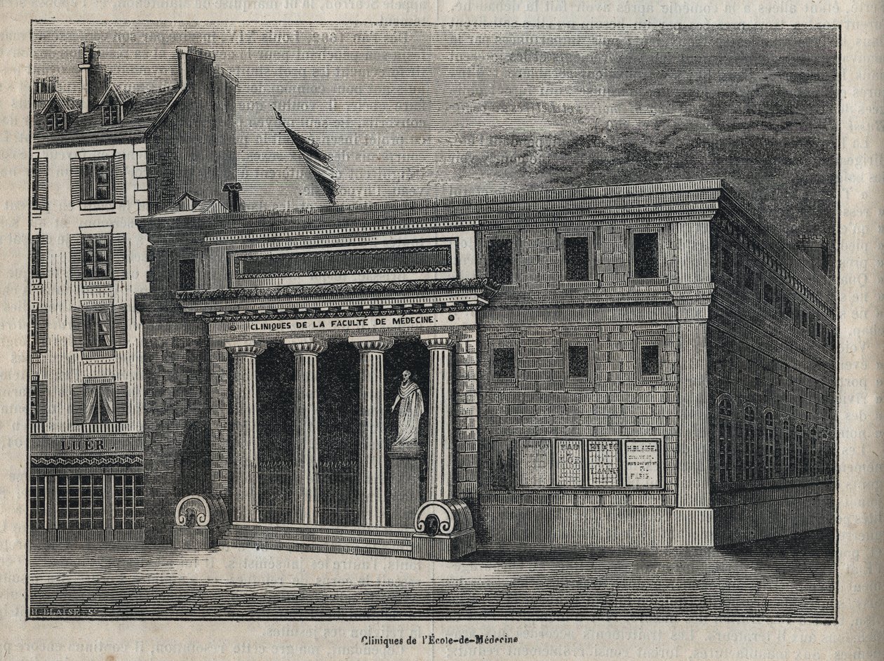 Klinikk ved Det medisinske fakultet i Paris - Gravering i "Parises fysiske, sivile og moralske historie: fra de første historiske tider til i dag" av Jacques Antoine Dulaure av French School