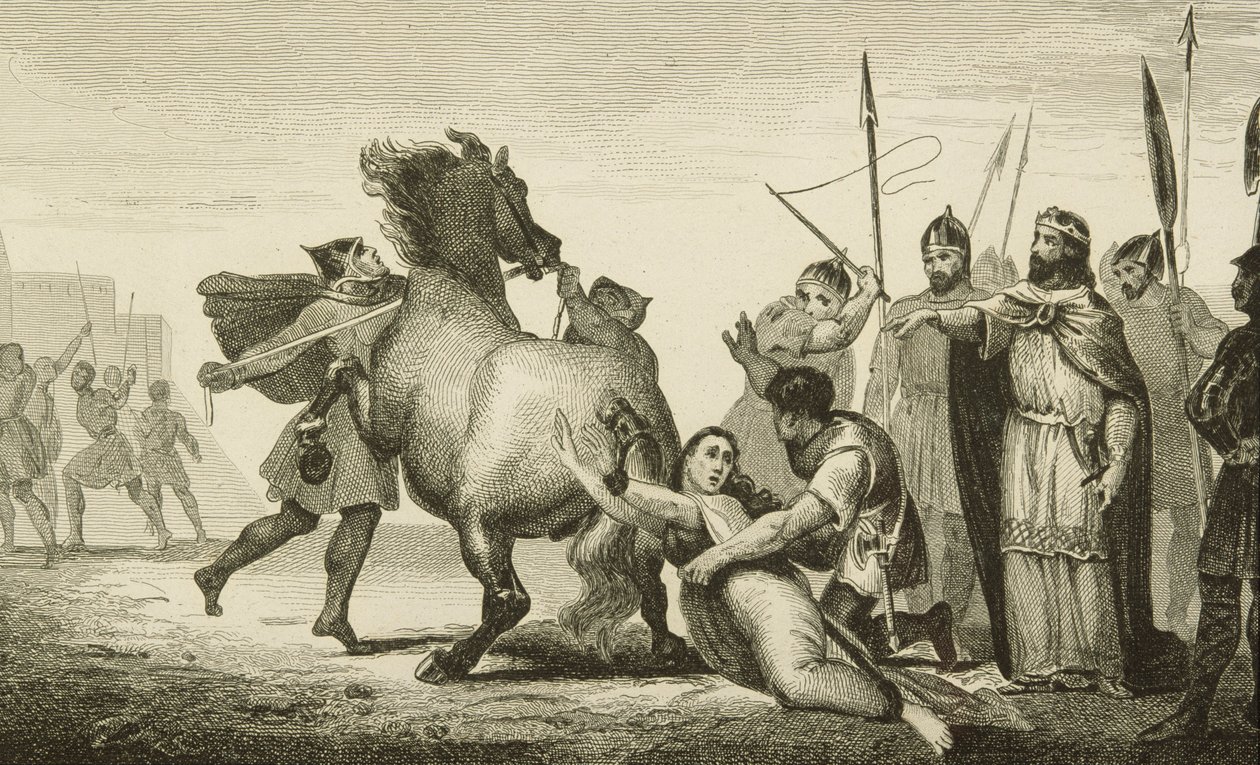 Clotaire II (584-629) ved henrettelsen av dronning Brunhilda (d.613) fra 