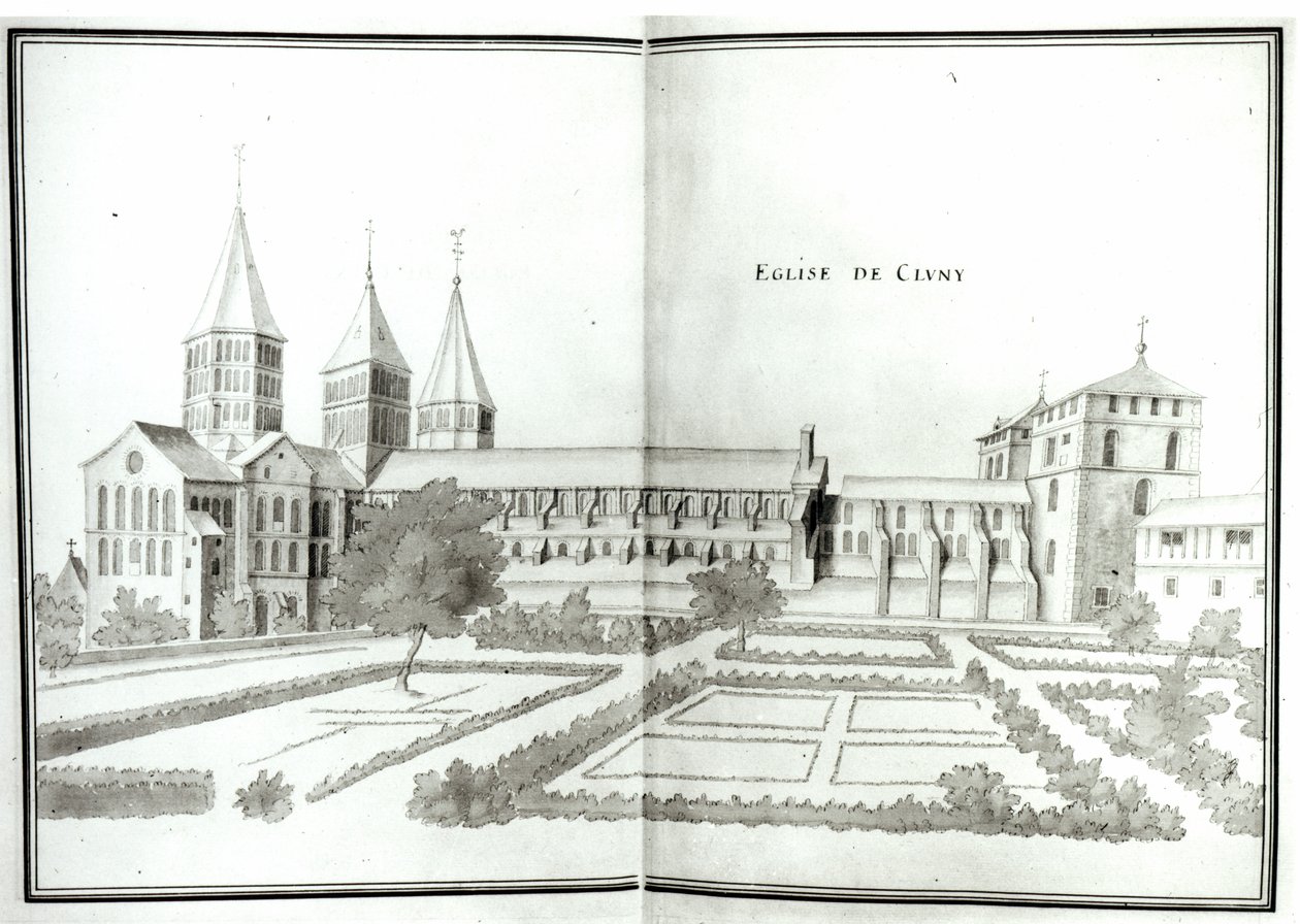 Cluny Abbey, fra Grand Atlas, t.2 (wc på papir) av French School