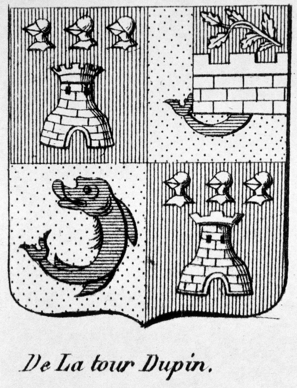 Våpenskjold fra La Tour Dupin - i "" The General Armorial of the French Empire"" av Henry Simon av French School