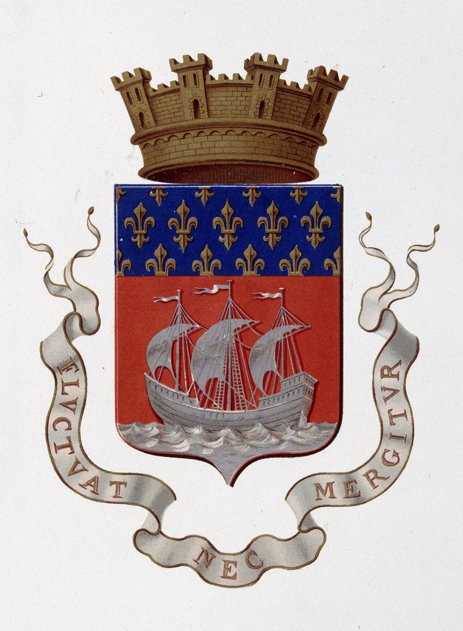 Våpenskjold fra byen Paris: Empire (Napoleon III) - Prefekturavgjørelse du 24. november 1853 - i "" Armorial National de France", av H. Traversier, Paris av French School