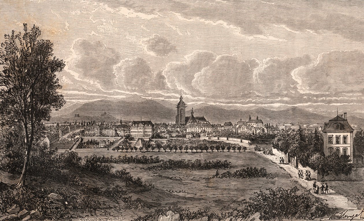 Colmar - Haut-Rhin, i Alsace - gravering i "Frankrike illustrert: geografi, historie, statistisk administrasjon" av VA Malt-Brown. 1884 av French School