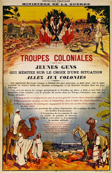 Kolonitropper (farge litho) av French School