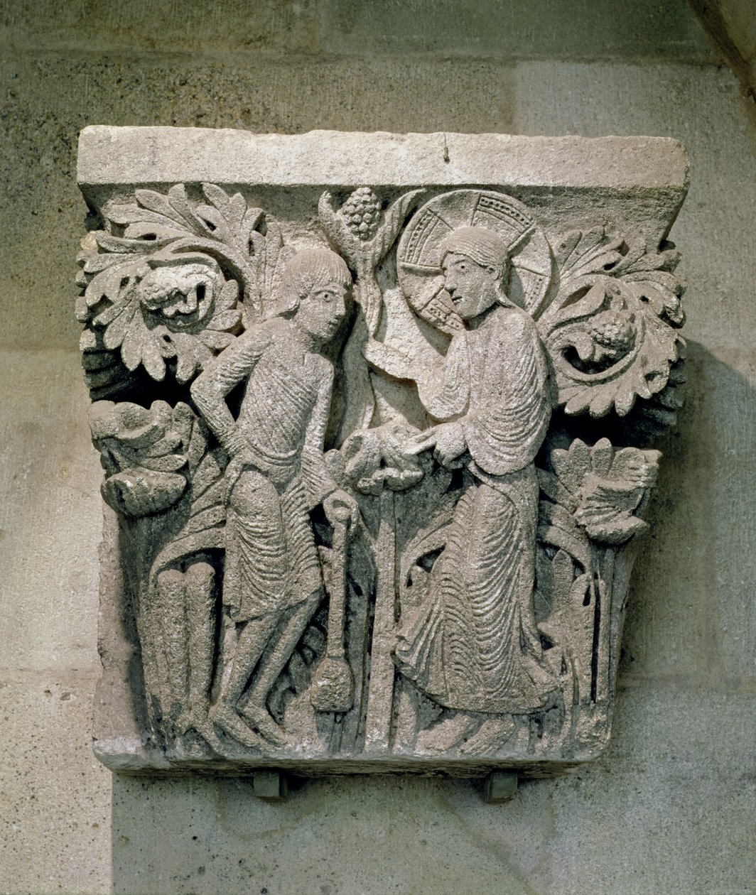 Kolonnehovedstad som viser Kristus og Jakob den mindre, ca. 1125-30 (kalkstein) av French School