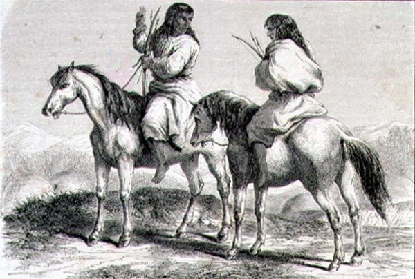 Comanche-indianere på 1860-tallet (gravering) av French School