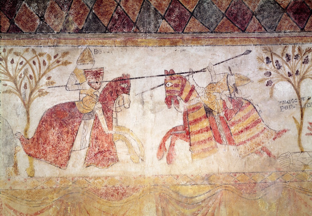 Kamp mellom en Angevin-konge og Manfred, konge av Sicilia (ca. 1232-66) etter 1265 av French School