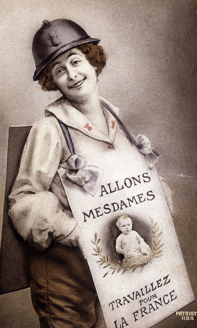 Come Ladies Work for France (oppfordring til fødsel), postkort, sd. v. 1918 av French School