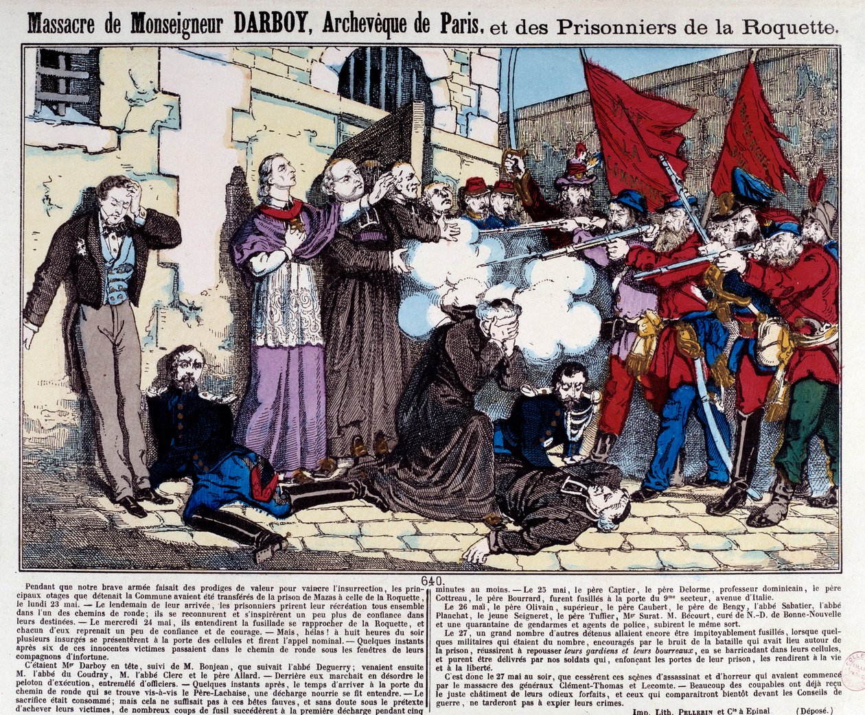 Kommune i Paris: Massakren av Monsignor Darboy (1813-1871), Archeveque of Paris og fangene til Roquette 24. mai av French School