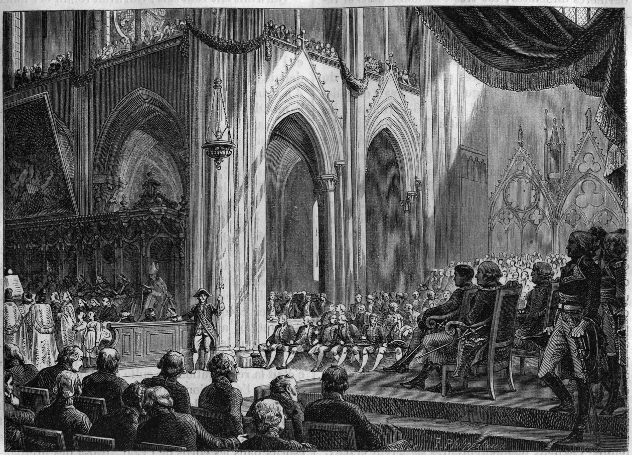 Konkordat av 1801 - Gjeninnføring av katolske ritualer, påske, 8. april 1802 Notre-Dame i Paris - Offisiell restaurering av kulter i nærvær av Bonaparte: Te deum a Notre Dame av French School