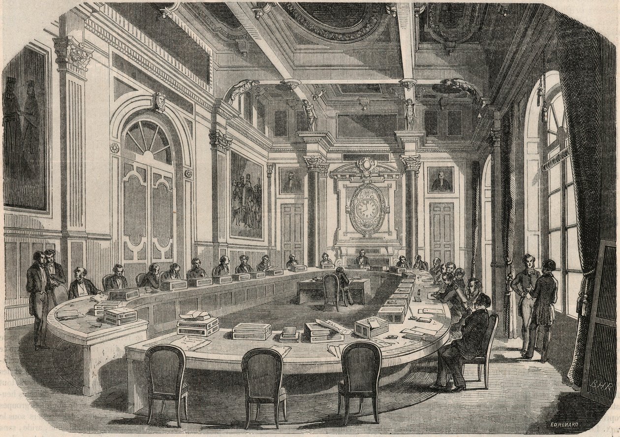 Statsråd - Komitérom - Gravering i "Tableau-de-Paris" av Edmond Texier 1852 av French School