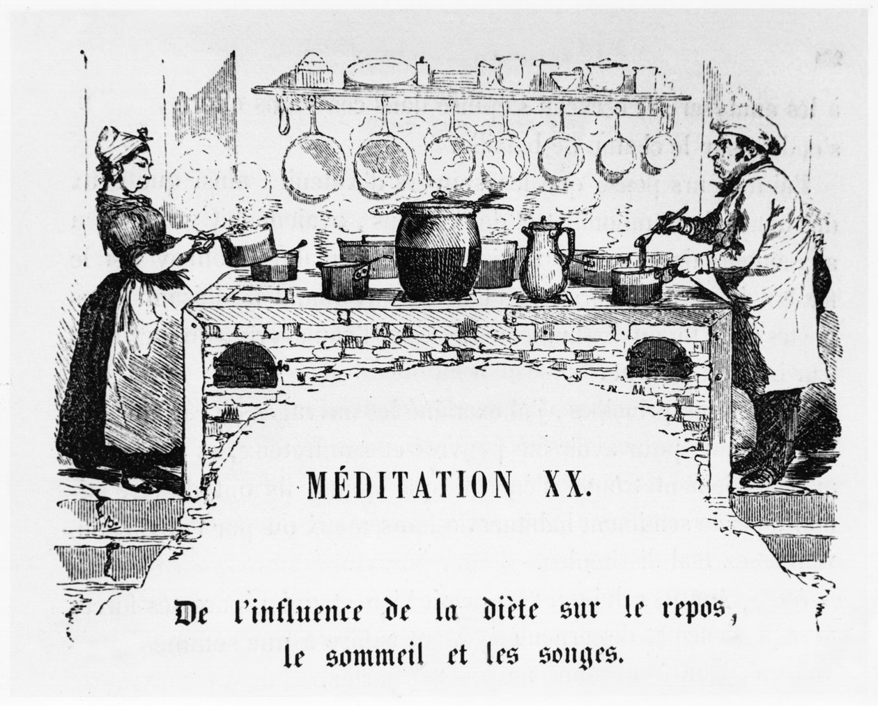 Matlaging, illustrasjon fra La Physiologie du Gout, eller Meditations de Gastronomie av Anthelme Brillat-Savarin (1755-1826) av French School