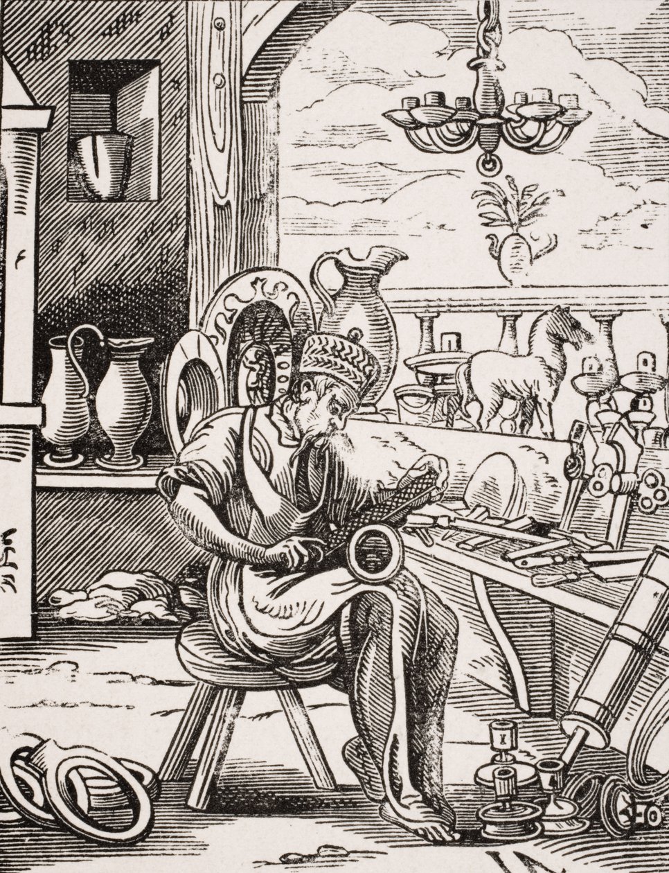 Coppersmith, reproduksjon av et tresnitt av Jost Amman (1539-91) fra 