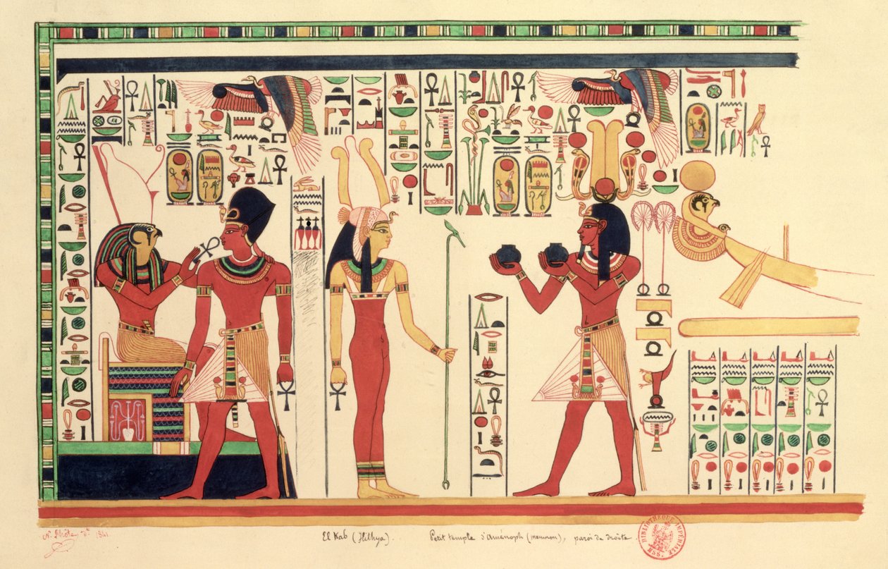 Kopi av en freske fra tempelet til Amenophis III i El Kab (Elethya) 1841 av French School