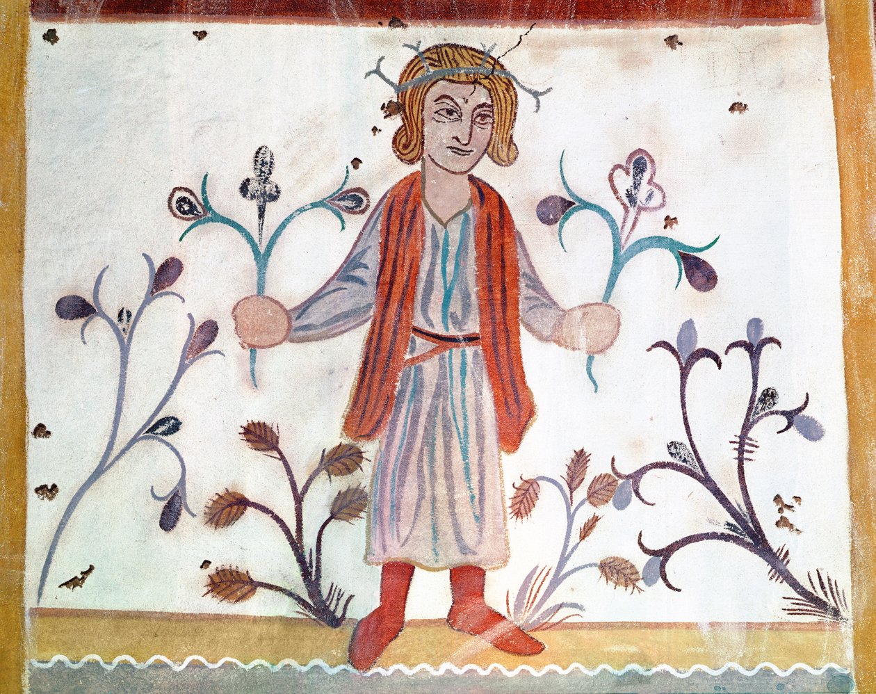 Kopi av en middelalderoriginal som viser april, fra månedenes okkupasjoner, fra Chapelle de Pritz, Laval av French School