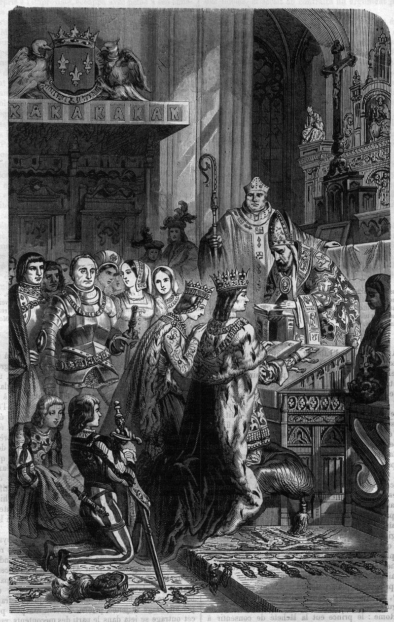 Kroning av keiser Otton I (912-973) av pave Johannes XII i 962 Gravering i "Histoire des Papes-King-Queen-and-Empereurs a travers les centuries" av Maurice Lachatre av French School