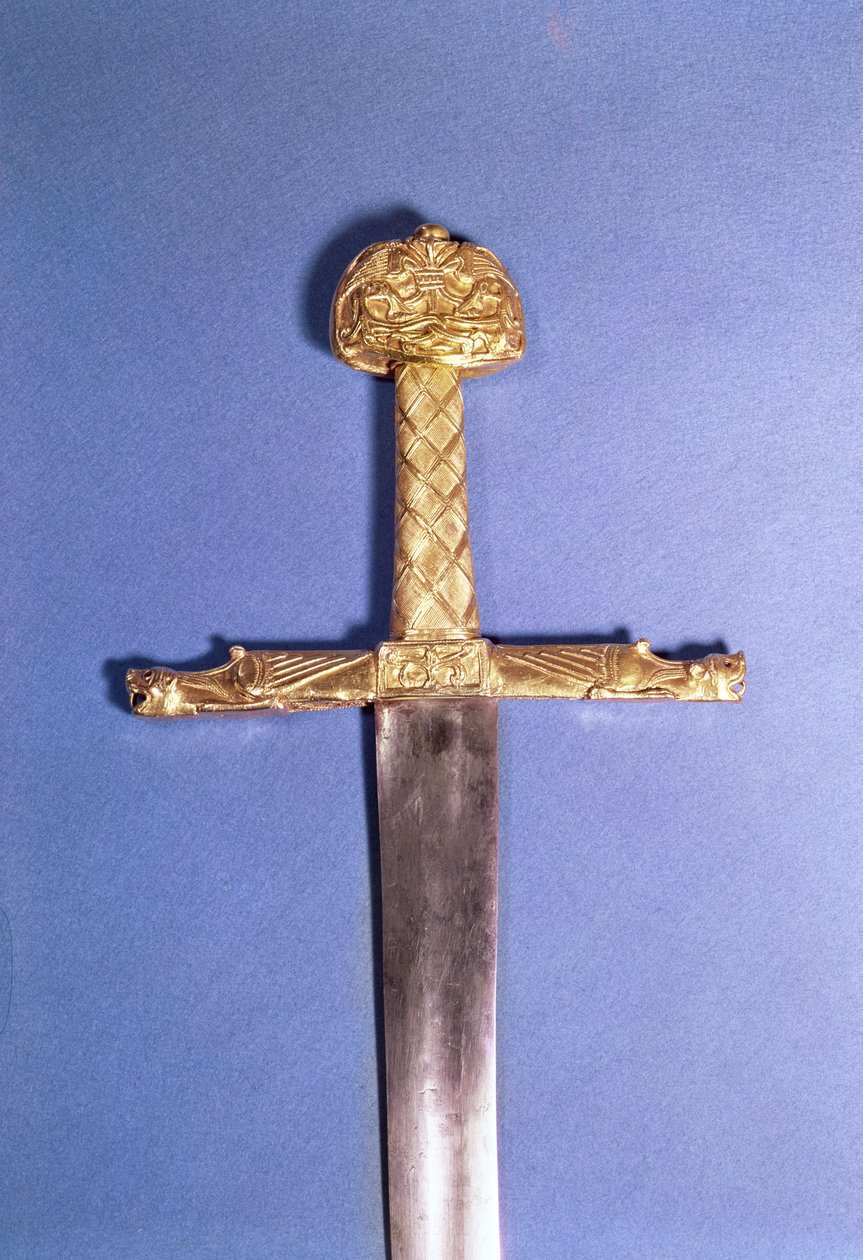 Kroningssverdet til kongene av Frankrike, tilhørende Charlemagne (742-814) kjent som 