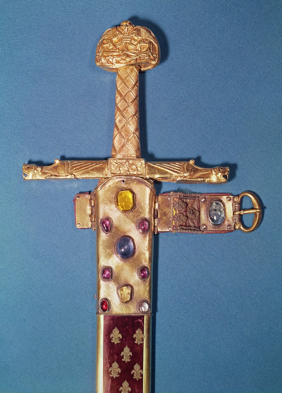 Kroningssverdet til kongene av Frankrike, tilhørende Charlemagne (742-814), kjent som Joyeuse (metall) av French School