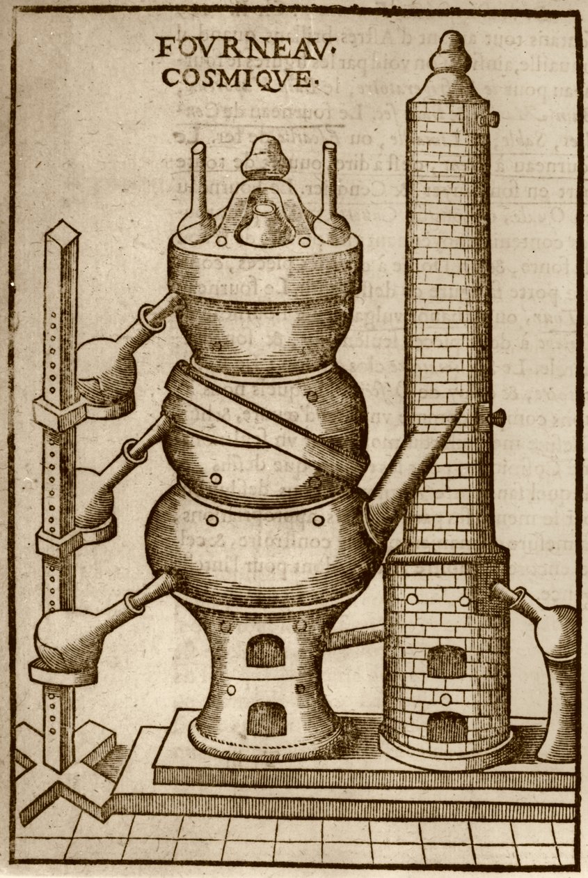 Cosmic Oven, fra La Theotechnie Ergocosmique av Annibal Barlet (1653) illustrert i en magisk historie publisert sent på 1800-tallet av French School
