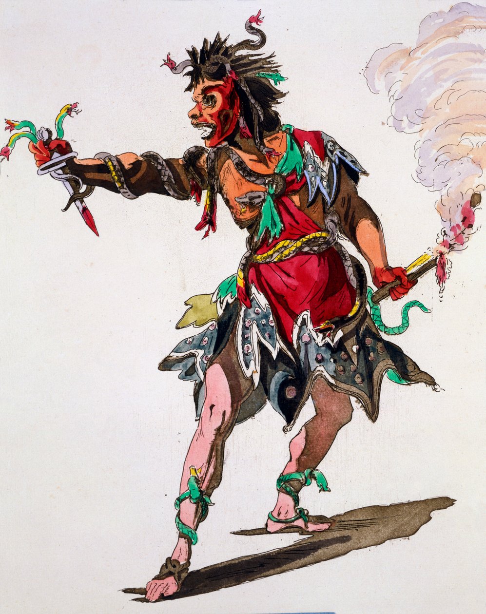 Costume Design for A Fury (håndfarget gravering) av French School