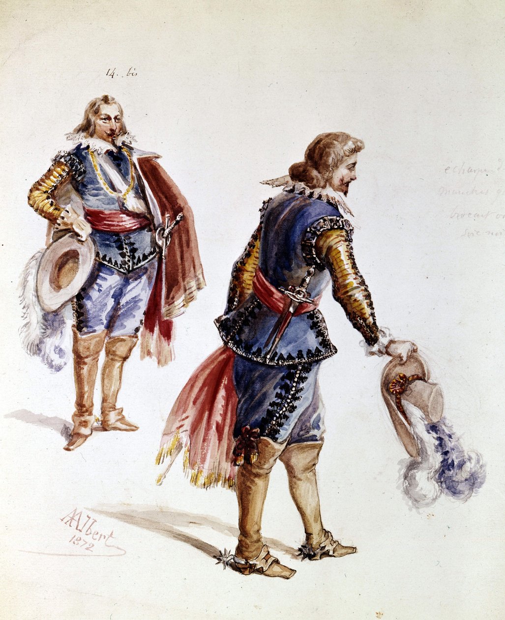 Kostymer til Victor Hugos Ruy Blas. Tegning av Albert fra 1872. Maison Victor Hugo, Paris. av French School