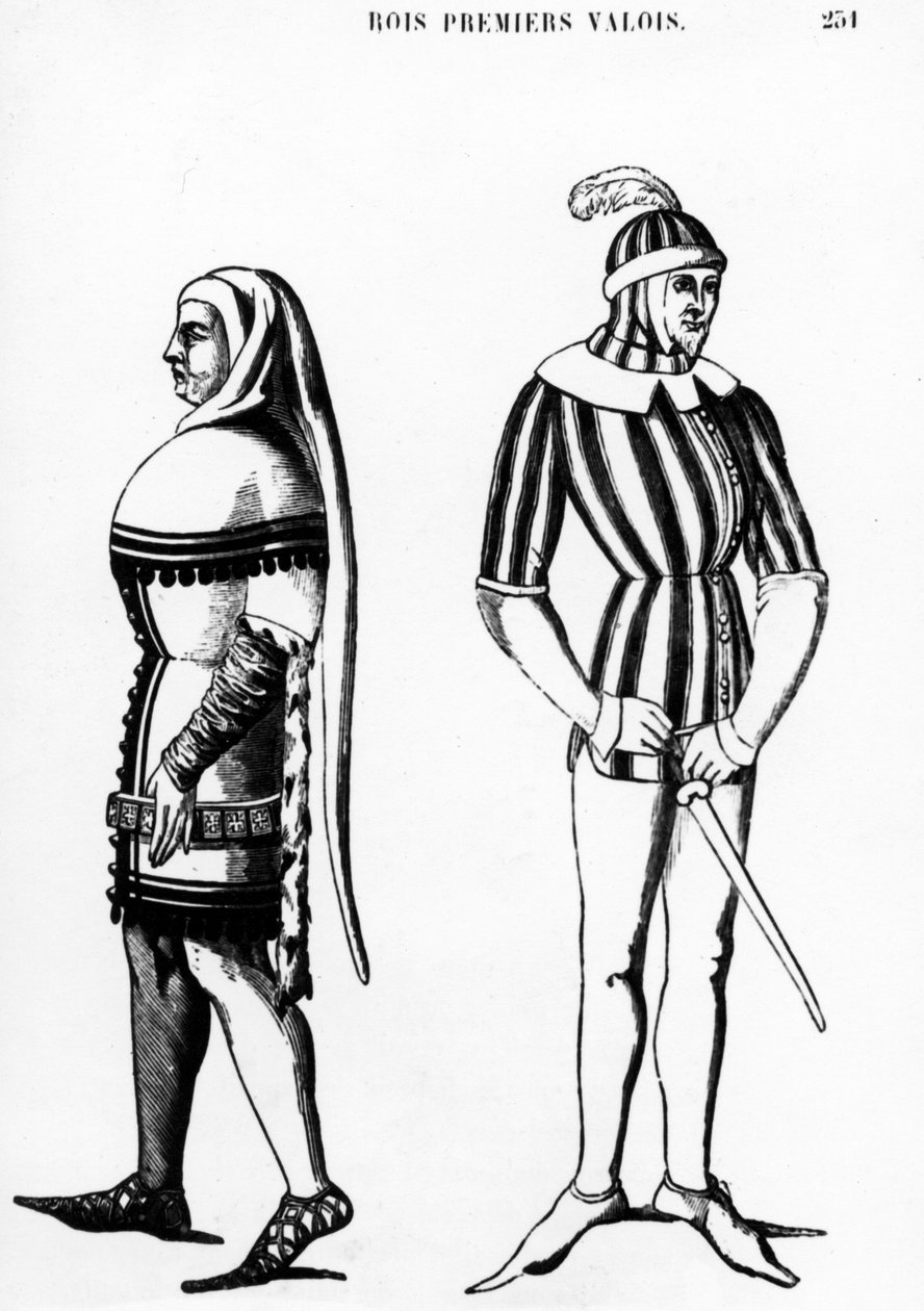 Kostymer til de første kongene av Valois, 1877 av French School