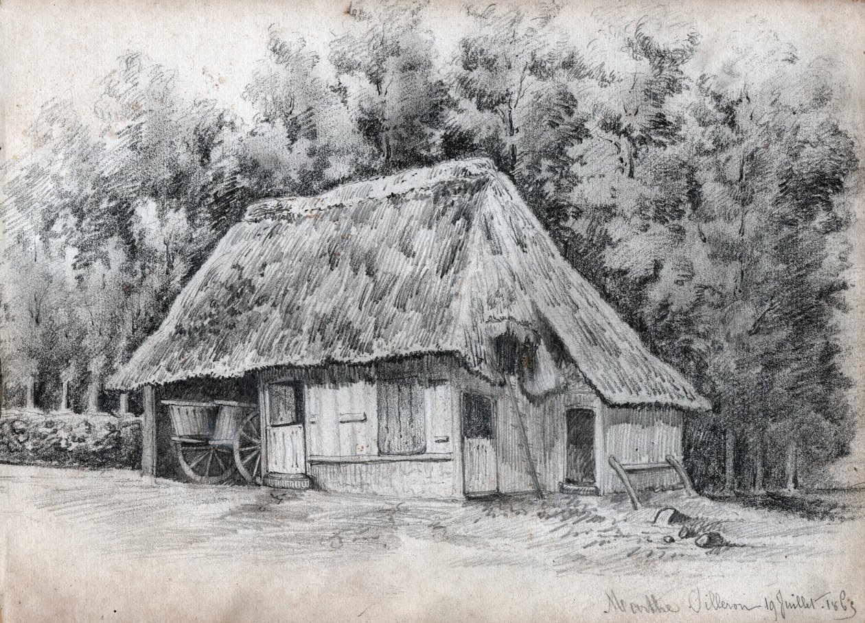 Hytte i Frankrike. (tegning av French School