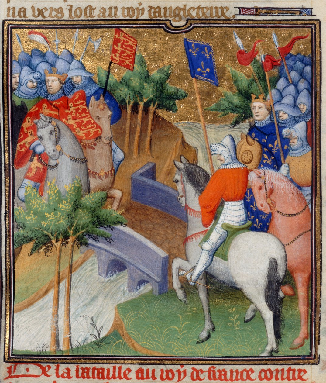 Cotton Nero E. II pt.2, f.40v England and France at War, illustrasjon fra 