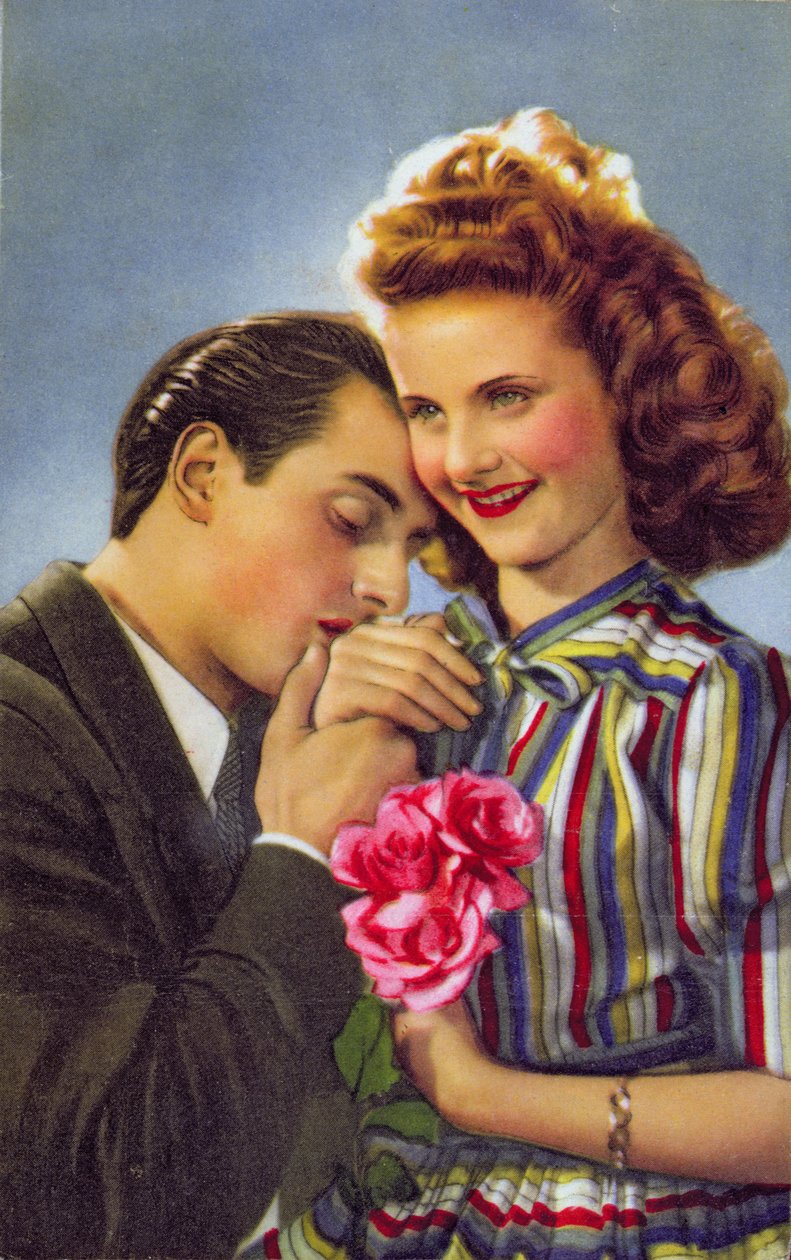 Par med roser, ca.1930 av French School