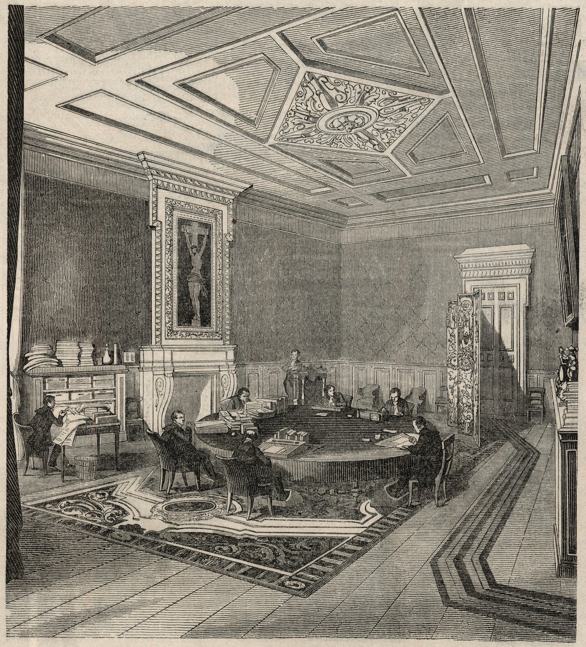 Revisjonsretten - komitérom - Gravering i "Tableau-de-Paris" av Edmond Texier 1852 av French School