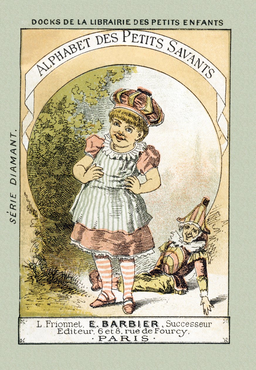 Cover - Når vi ler som tittelens Bebe, sier vi A A A A A A A A A A - i "Alphabet des petits savants", sent på 1800-tallet (kromolitografi) av French School