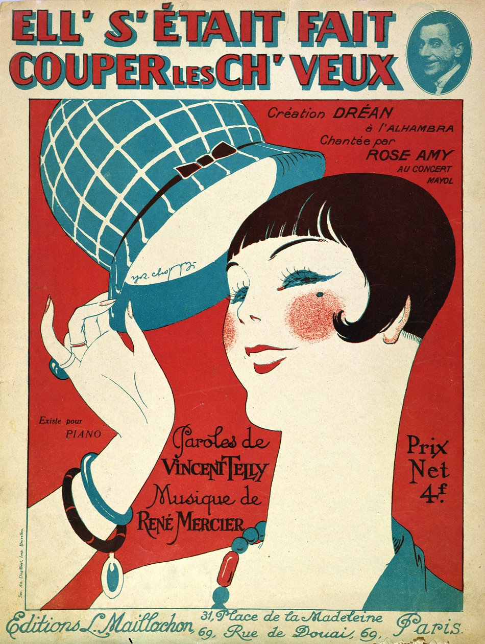 Omslag for partituret, Hun fikk klippet håret, 1924 av French School