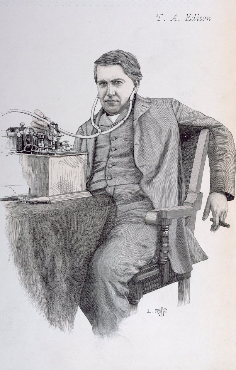Omslagsillustrasjon av La Revue Illustree som viser Thomas Alva Edison, 1889 av French School