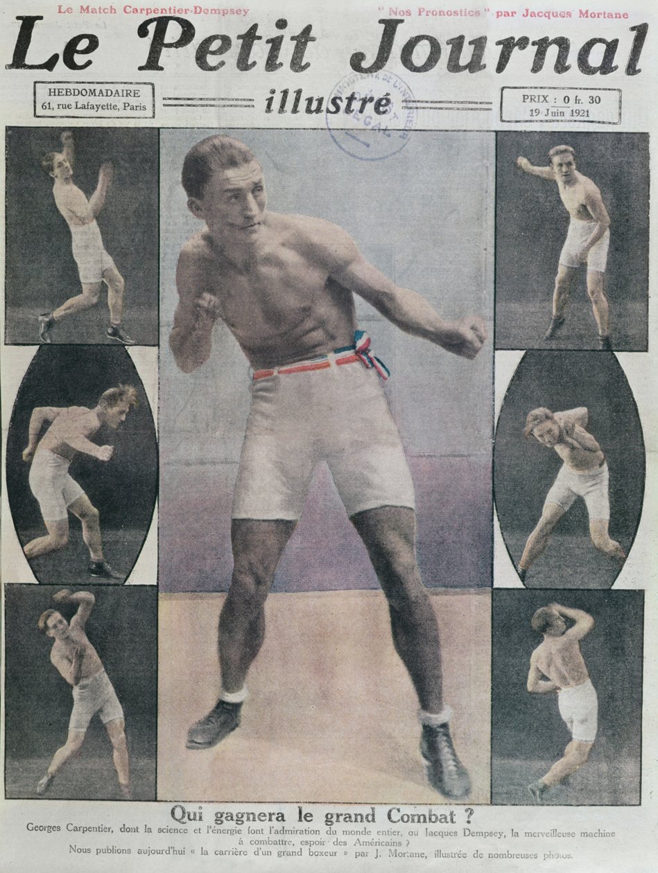 Forside av Le Petit Journal med kampen mellom Carpentier og Dempsey, 1921 av French School