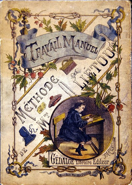 Omslag til skolebok, slutten av det nittende århundre (farge litho) av French School