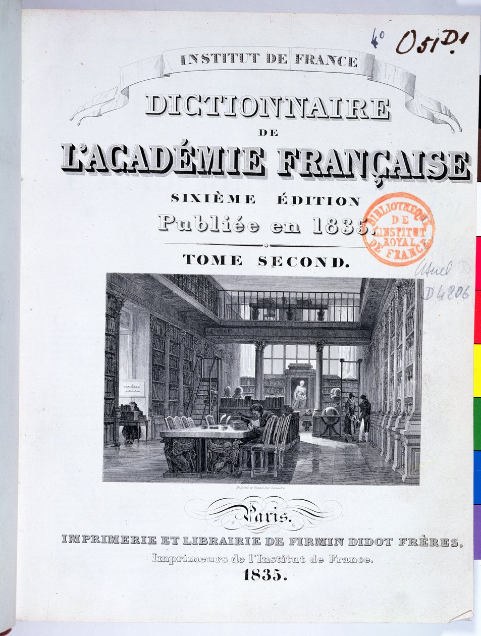 Omslag til Dictionary of the French Academy, 1835 av French School
