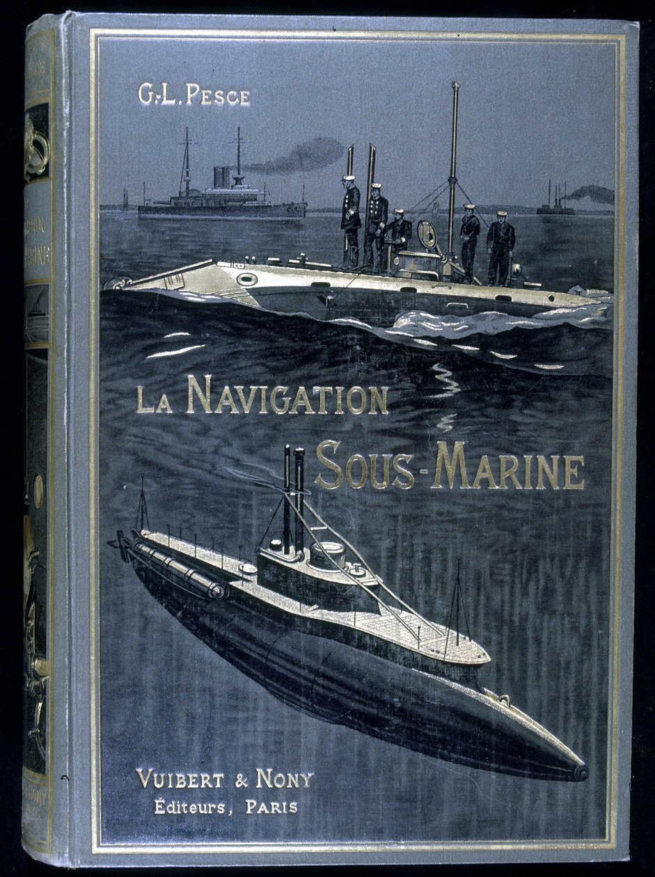 Omslag til boken "" La navigation sous-marine"", av Pesce, red. Vuibert av French School