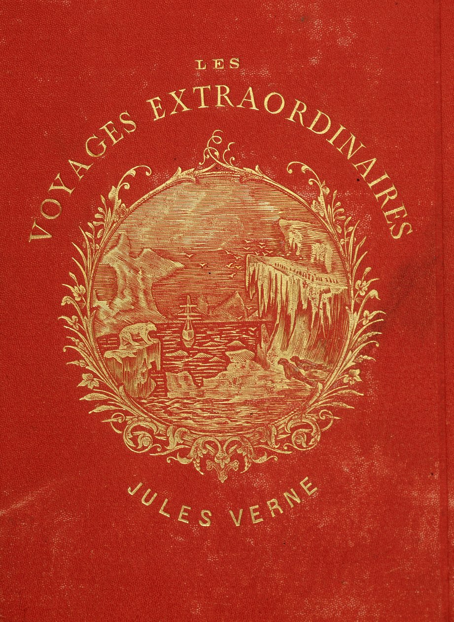 Cover av samlingen "" Les Voyages Extraordinary"" av Jules Verne. Slutten av 1800-tallet. av French School