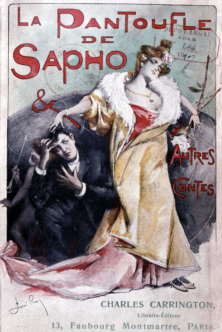 Omslag til den populære romanen "" Saphos tøffel og andre historier"", red. Carrington, Paris, slutten av 1800-tallet - B.N. av French School