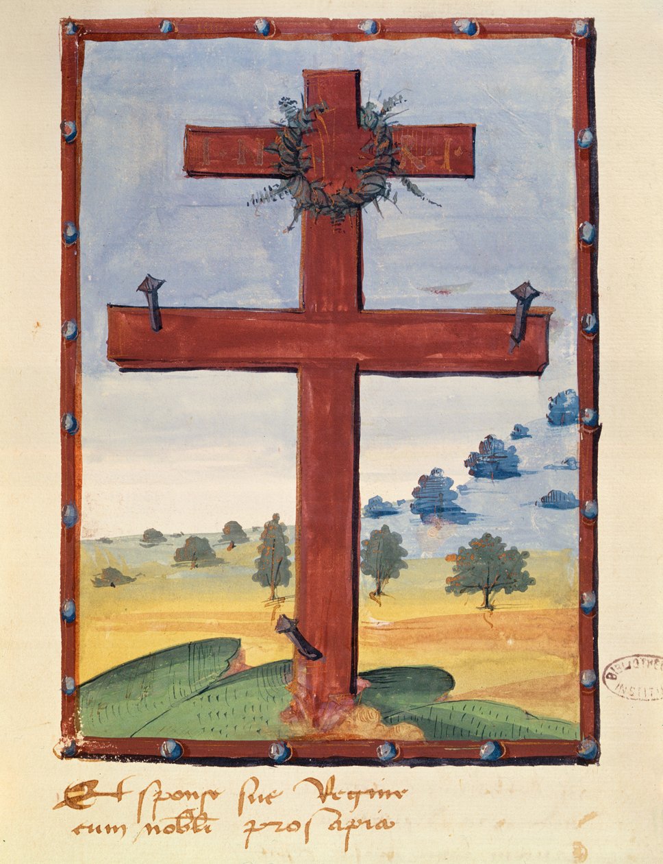 Cross of Lorraine, miniatyr fra et manuskript relatert til Rene II (1451-1508) hertugen av Lorraine av French School