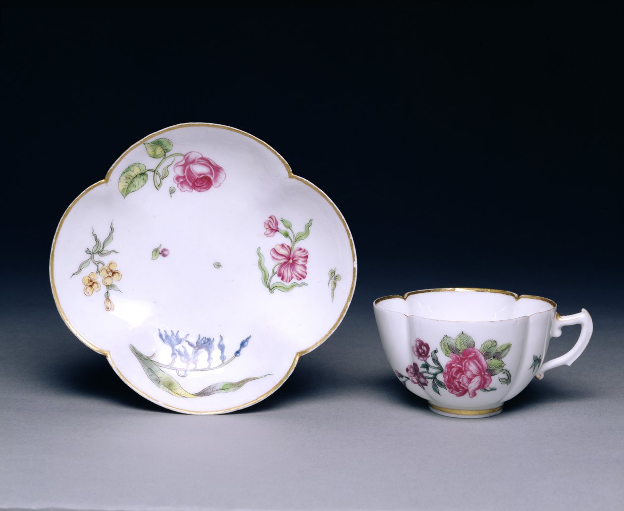 Kopp og tallerken, Vincennes, ca. 1745-52 (porselen) av French School