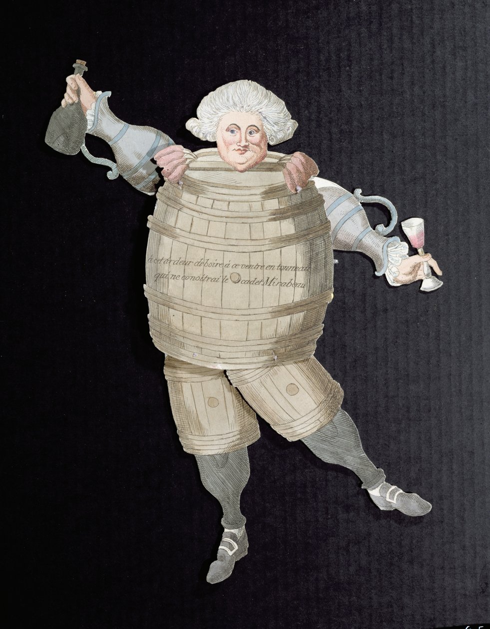 Utskjæring av Louis Riqueti (1754-92) Viscount of Mirabeau, med kallenavnet Mirabeau-Tonneau (tønne) ca. 1790 (fargegravering) (se også 191400) av French School